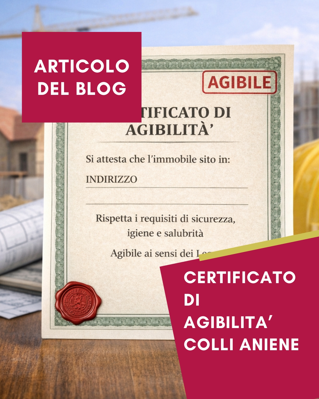 Il Certificato di Agibilità attesta che l'immobile rispetta i requisiti di legge in merito agli aspetti di salute igiene e salubrità. Colli Aniene rappresenta un caso di malfunzionamento degli enti preposti al rilascio perchè, a tutt'oggi, la maggior parte degli immobili sono privi di un documento che sembrerebbe essere fondamentale ma che non osta la libera circolazione degli immobili
