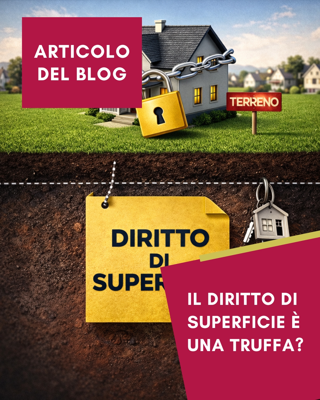 Il diritto di Superficie è una limitazione del Diritto di Proprietà su di un immobile. Spesso purtroppo viene spiegato male o non viene spiegato affatto e questo porta a pensare che sia una truffa.